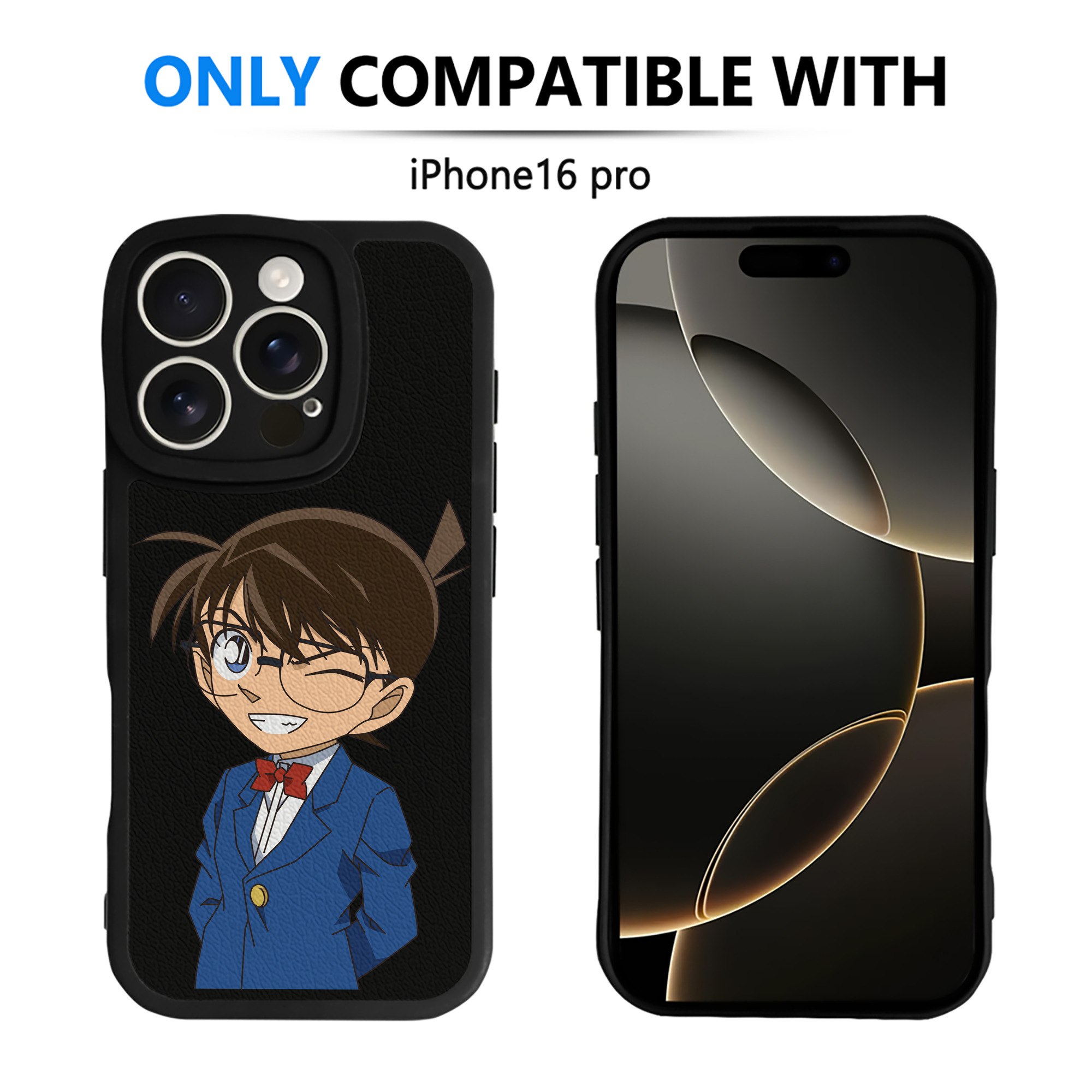（画像用） 名探偵コナン 江戸川 コナン Detective Conan Conan Edogawa 【iPhone 16シリーズ対応】シリコンスマホケース（レザー調） 材質：シリコン